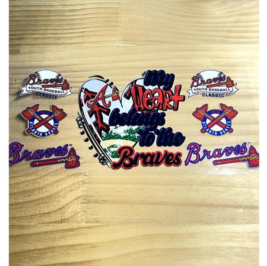 16oz UVDTF Cup Wraps,Baseball Sport Teams , Atlanta Braves