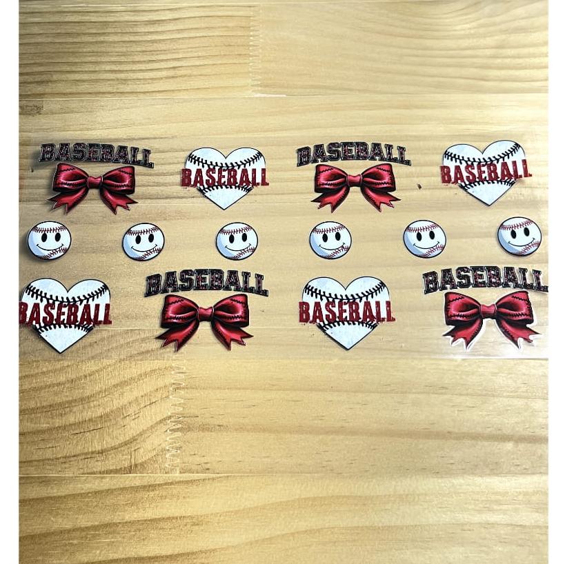 16oz UVDTF Cup Wraps,Sport ,Baseball , Bowknot