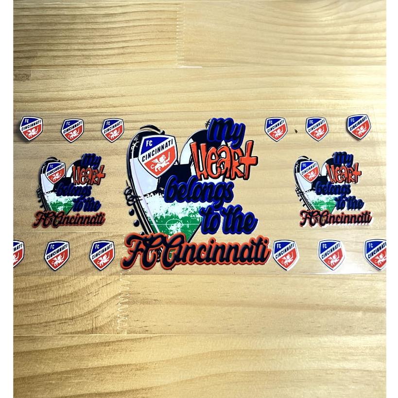 16oz UVDTF Cup Wraps,Football Sport Teams ,FC Cincinnati