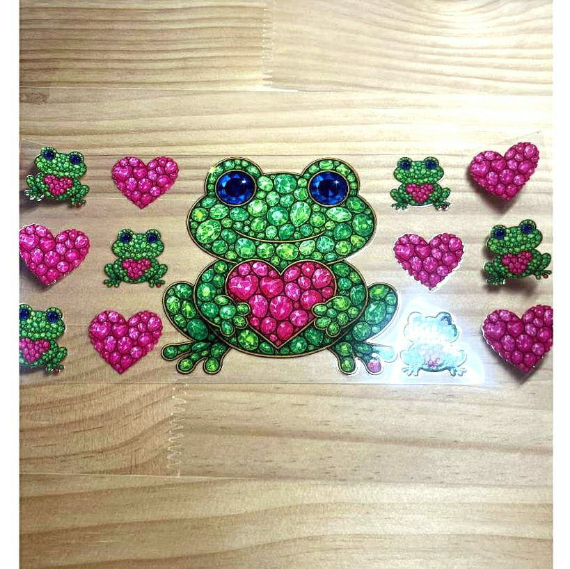 16oz UVDTF Cup Wraps, Cartoon ,Frog ,Heart ,Diamond