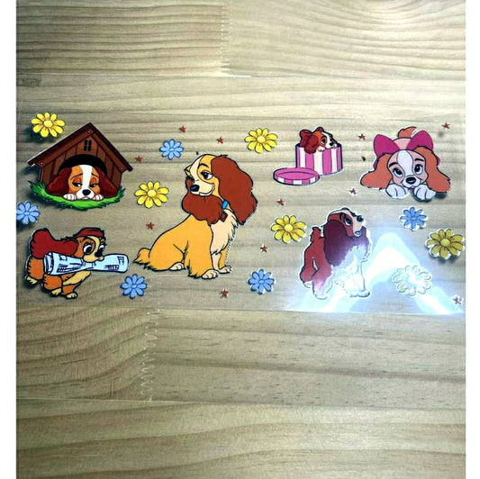 16oz UVDTF Cup Wraps, Cartoon , Lady And Tramp