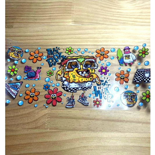 16oz UVDTF Cup Wraps,Cartoon ,Sponge Bob