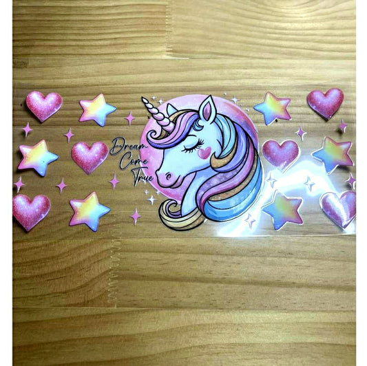 16oz UVDTF Cup Wraps, Cartoon ,Unicorn ,Heart