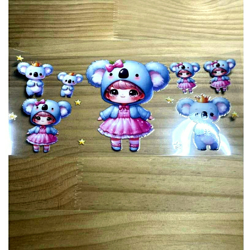 16oz UVDTF Cup Wraps, Koala ,Girl
