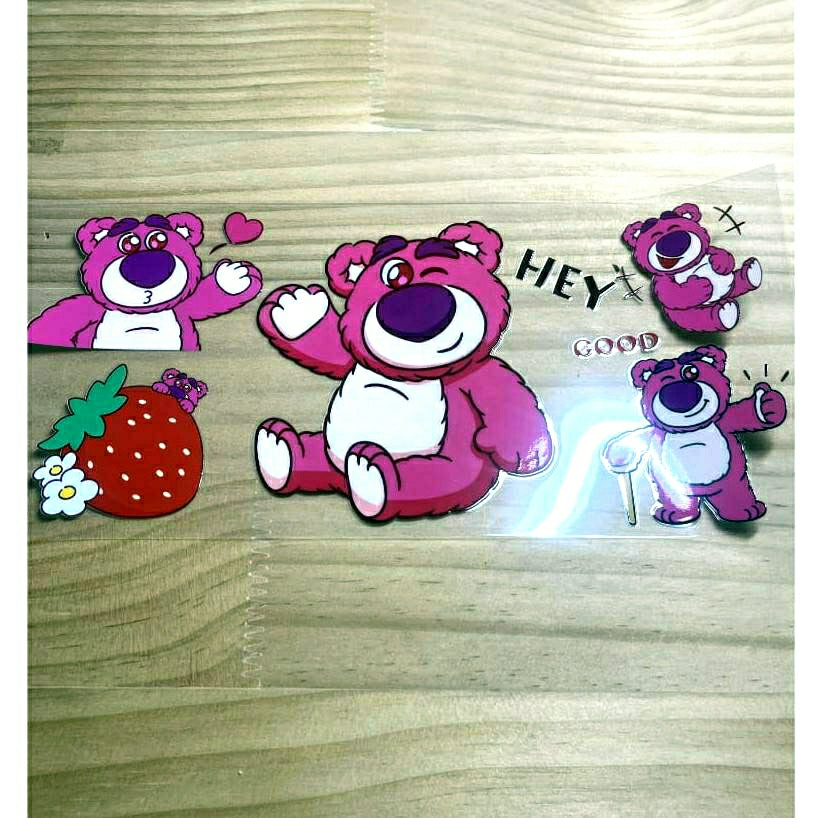 16oz UVDTF Cup Wraps ,Cartoon,Toy Story Strawberry Bear, Lotso