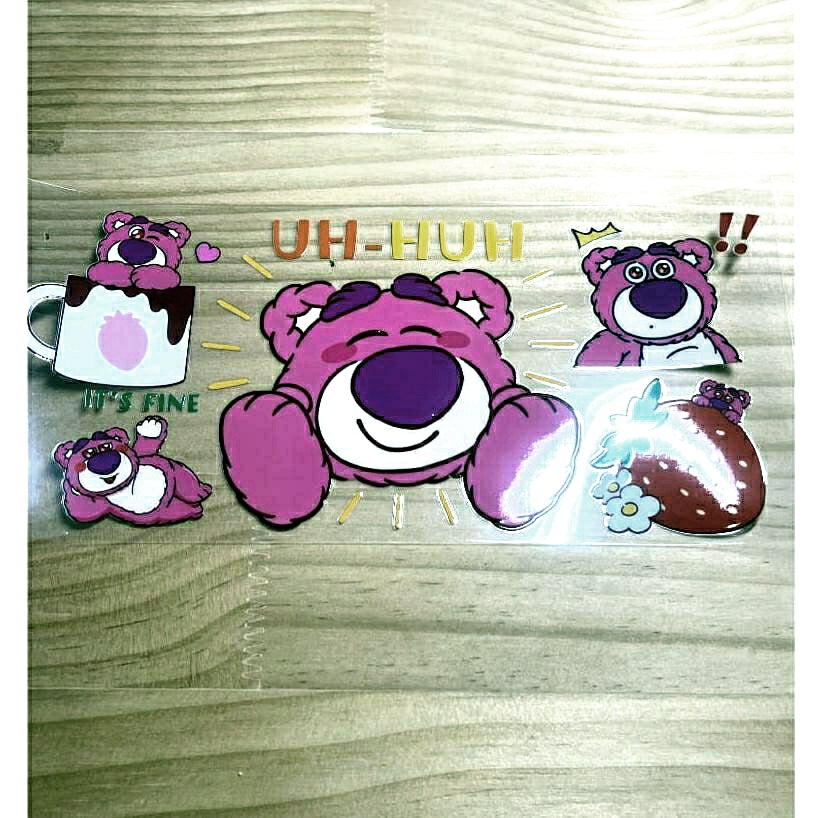 16oz UVDTF Cup Wraps,Cartoon,Toy Story Strawberry Bear, Lotso