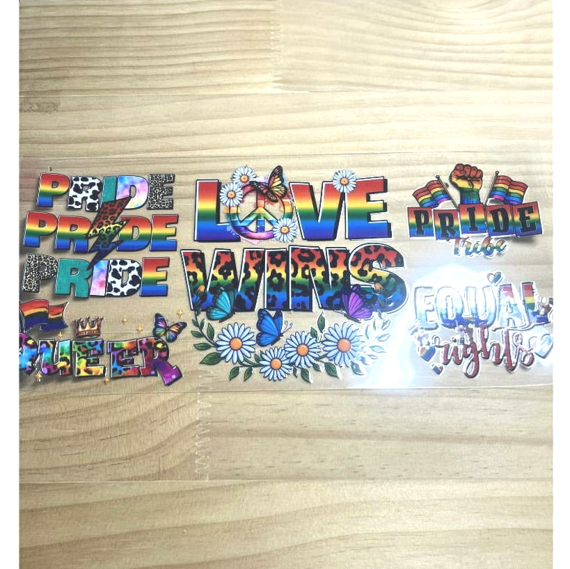 16oz UVDTF Cup Wraps ,Rainbow Pride