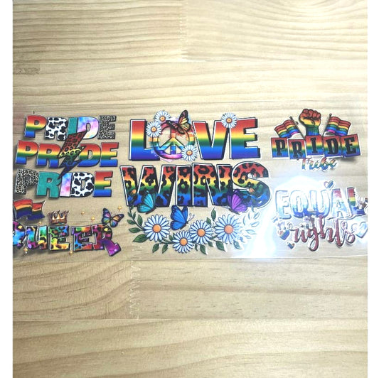 16oz UVDTF Cup Wraps ,Rainbow Pride