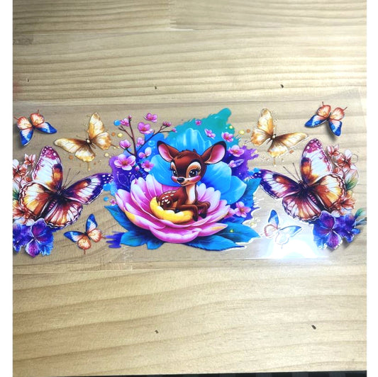16oz UVDTF Cup Wraps,Cartoon ,Bambi , Butterfly ,Deer