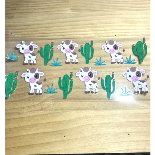 16oz UVDTF Cup Wraps ,Cactus ,Cow ,Cartoon