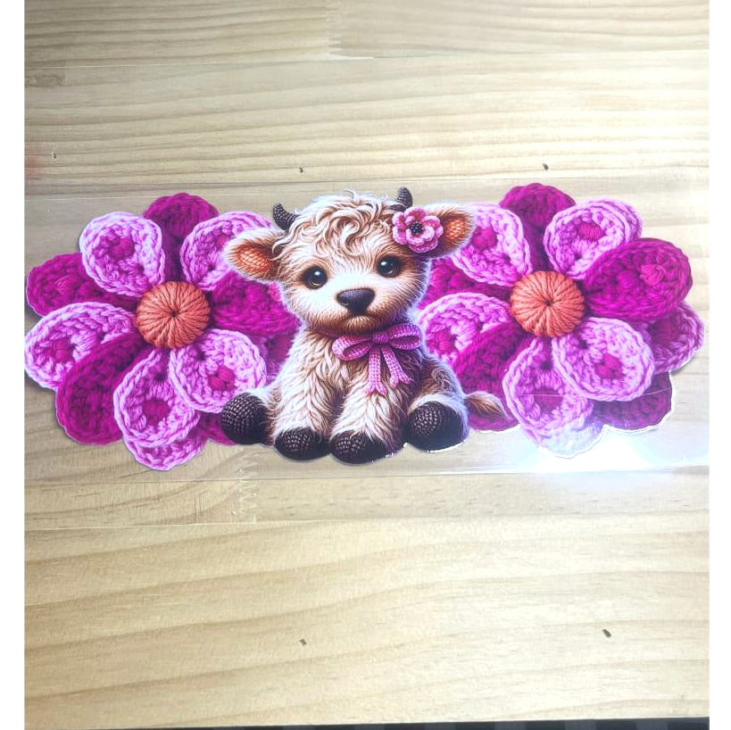 16oz UVDTF Cup Wraps ,Cow ,Flower