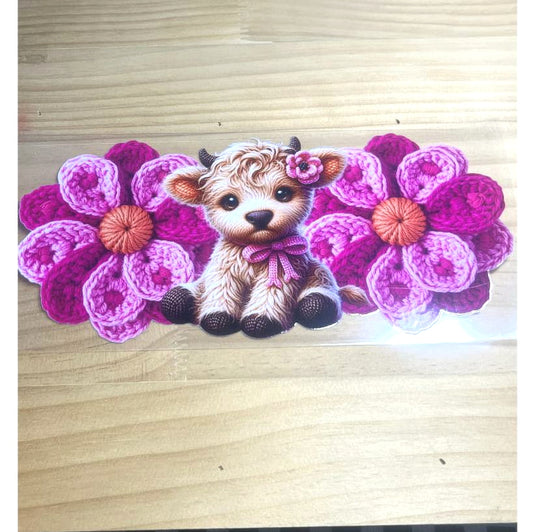 16oz UVDTF Cup Wraps ,Cow ,Flower