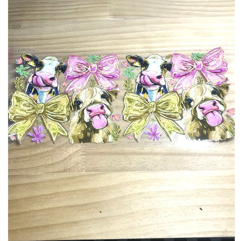 16oz UVDTF Cup Wraps ,Cow ,Bownot & Bow