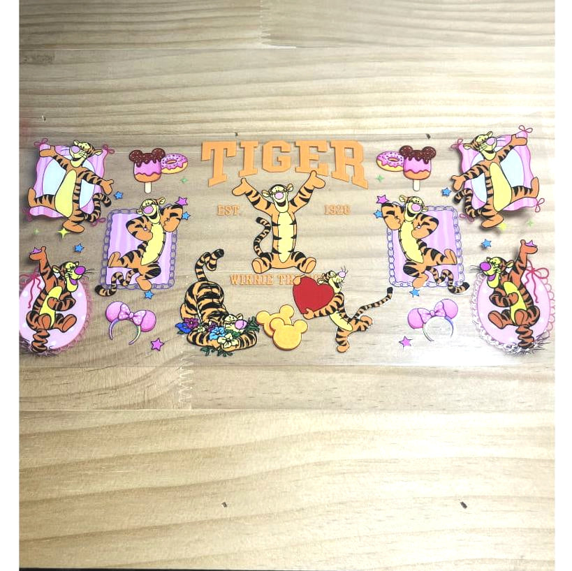 16oz UVDTF Cup Wraps ,Cartoon, Tiger