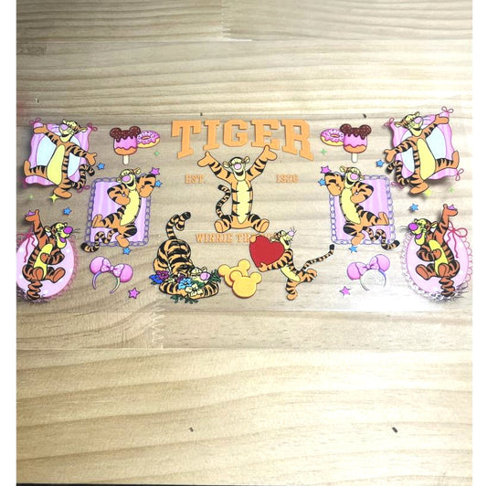 16oz UVDTF Cup Wraps ,Cartoon, Tiger
