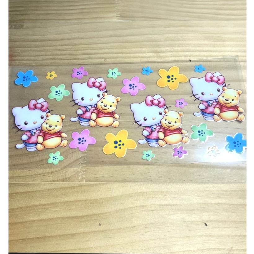 16oz UVDTF Cup Wraps, Cartoon ,Winnie Pooh ,Hello Kitty