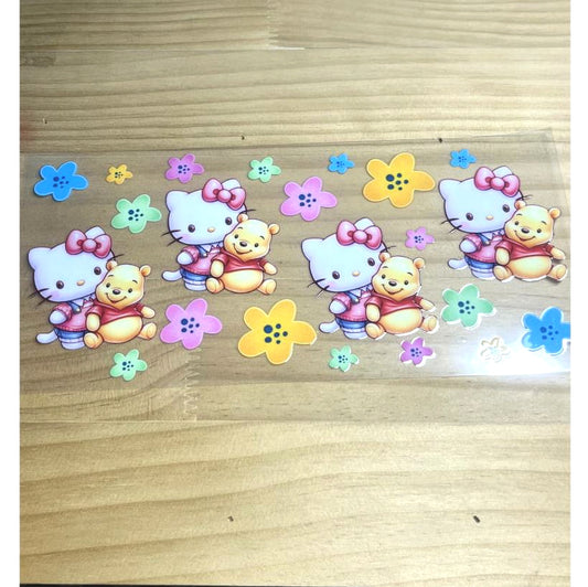 16oz UVDTF Cup Wraps, Cartoon ,Winnie Pooh ,Hello Kitty