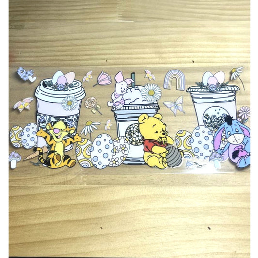 16oz UVDTF Cup Wraps, Cartoon, Easter Winnie Pooh