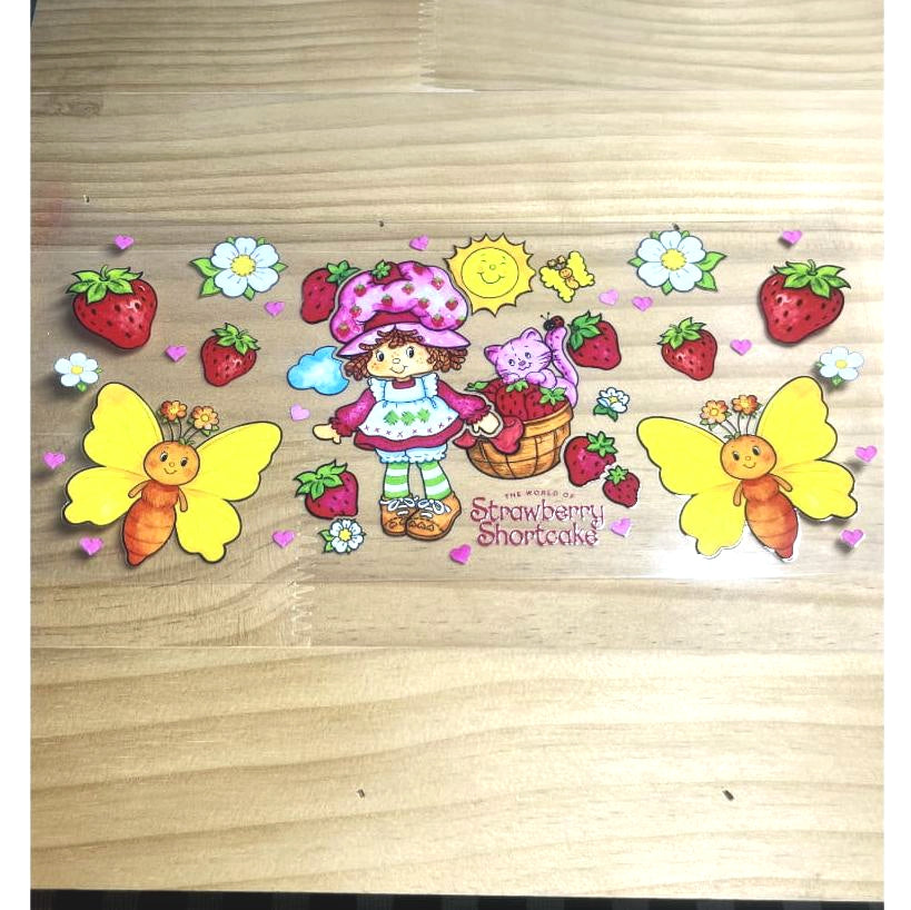 16oz UVDTF Cup Wraps,Cartoon,Strawberry Shortcake