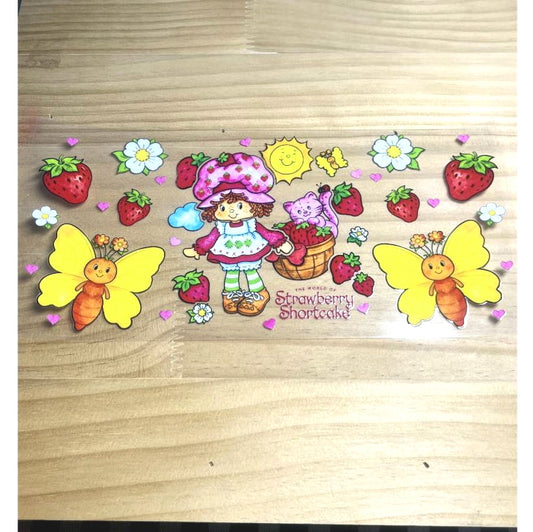 16oz UVDTF Cup Wraps,Cartoon,Strawberry Shortcake