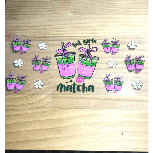 16oz UVDTF Cup Wraps,Matcha Drinking