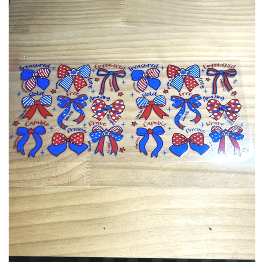 16oz UVDTF Cup Wraps, USA & America Country ,Bow & Bowknot