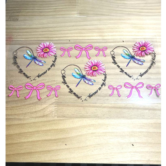 16oz UVDTF Cup Wraps,Dragonfly ,Heart