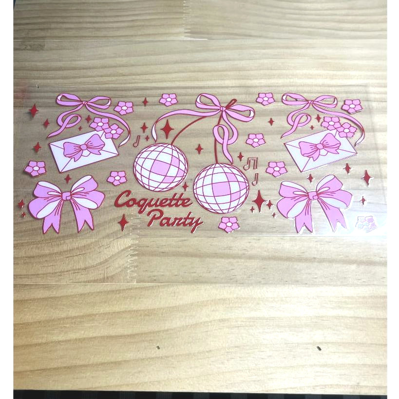 16oz UVDTF Cup Wraps ,Bownet & Bow ,Flower ,Disco Ball