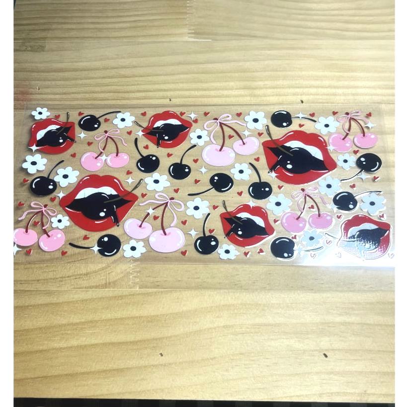 16oz UVDTF Cup Wraps ,Bownet & Bow ,Cherry ,Lips