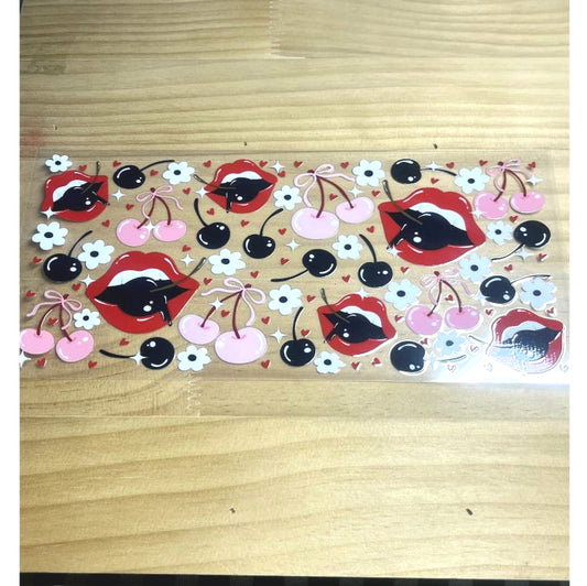 16oz UVDTF Cup Wraps ,Bownet & Bow ,Cherry ,Lips
