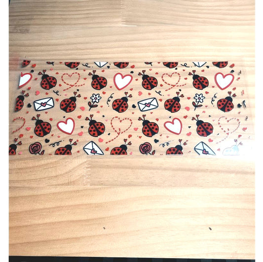 16oz UVDTF Cup Wraps ,Ladybug ,Heart