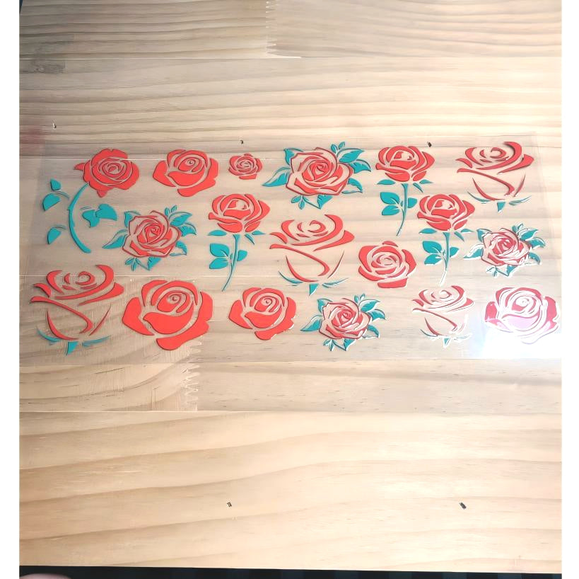 16oz UVDTF Cup Wraps ,Rose Flower