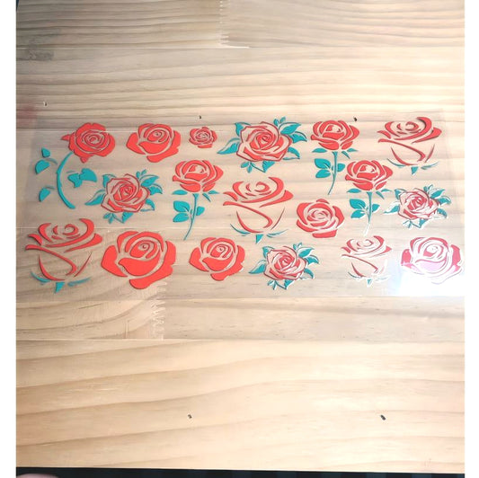 16oz UVDTF Cup Wraps ,Rose Flower