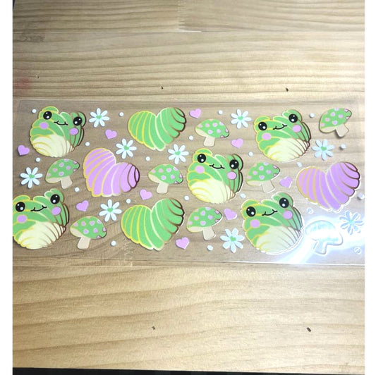 16oz UVDTF Cup Wraps, Cartoon ,Frog ,Heart
