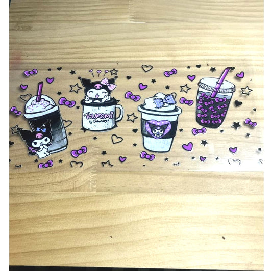 16oz UVDTF Cup Wraps, Cartoon Sanrio ,Kuromi