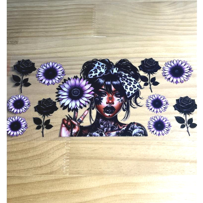 16oz UVDTF Cup Wraps ,Rose ,Sunflower ,Tattoo Girl