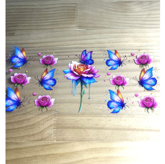 16oz UVDTF Cup Wraps,Flower ,Butterfly