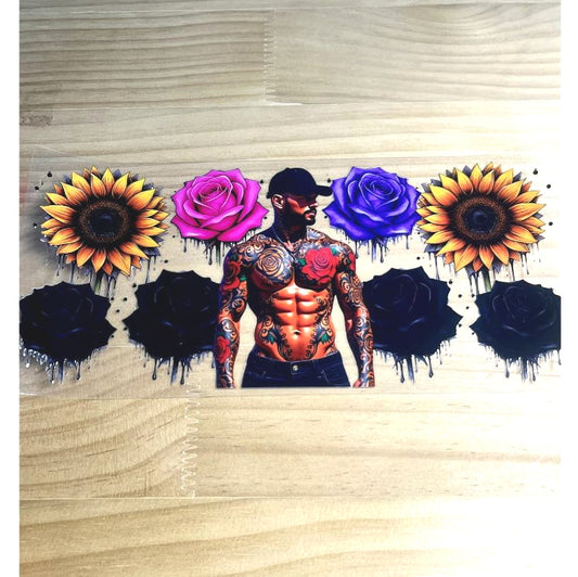 16oz UVDTF Cup Wraps ,Rose ,Sunflower ,Tattoo Man