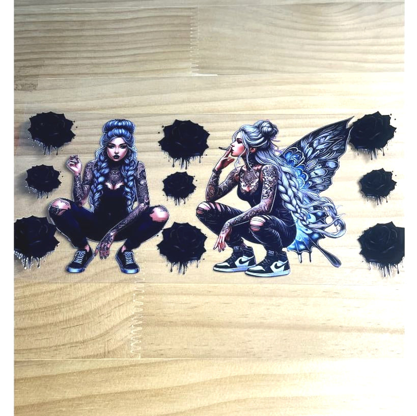 16oz UVDTF Cup Wraps ,Rose ,Butterfly ,Tattoo Girl