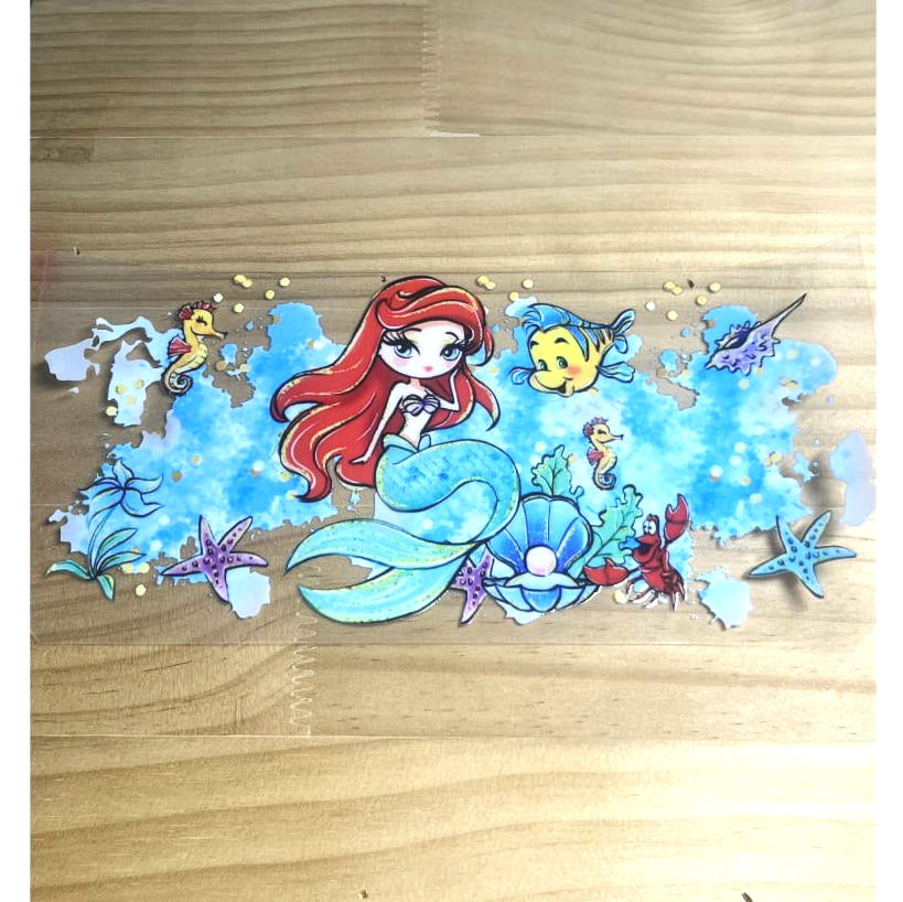 16oz UVDTF Cup Wraps,Cartoon Princess, Ariel & Mermaid