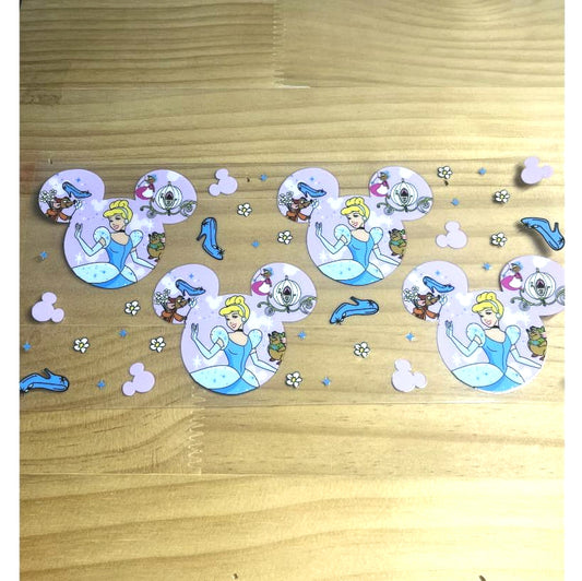 16oz UVDTF Cup Wraps,Cartoon Princess, Cinderella