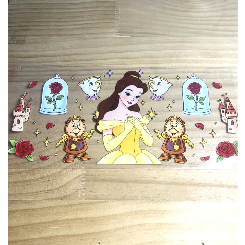 16oz UVDTF Cup Wraps,Cartoon Princess,Belle ,The Beauty and Beast