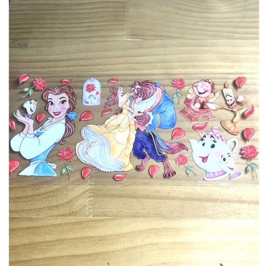 16oz UVDTF Cup Wraps,Cartoon Princess,Belle ,The Beauty and Beast