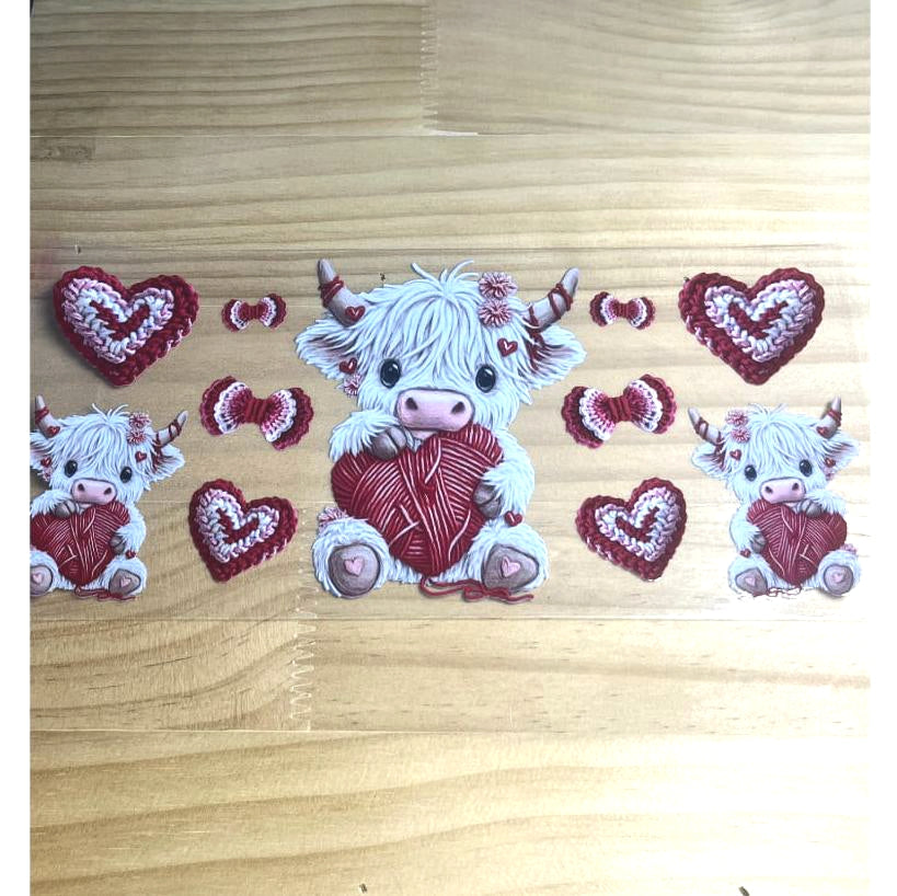 16oz UVDTF Cup Wraps ,Cow With Heart