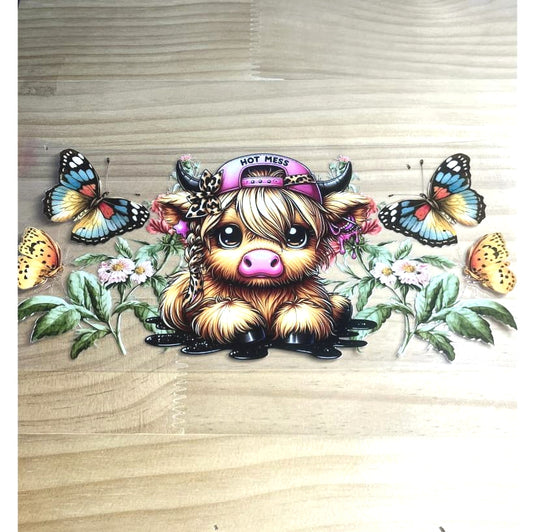 16oz UVDTF Cup Wraps ,Cow ,Butterfly