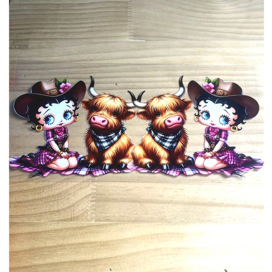 16oz UVDTF Cup Wraps ,Cow ,Betty Boop