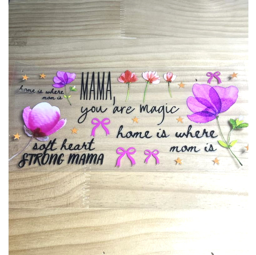16oz UVDTF Cup Wraps, Mom & Mama & Mother ,Flower