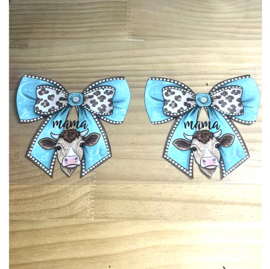 16oz UVDTF Cup Wraps ,Cow Bow ,Mom