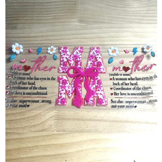 16oz UVDTF Cup Wraps, Mom & Mama & Mother