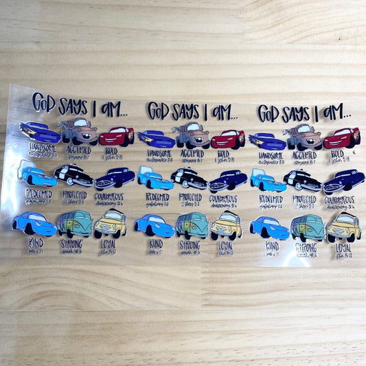 16oz UVDTF Cup Wraps, Cartoon Car